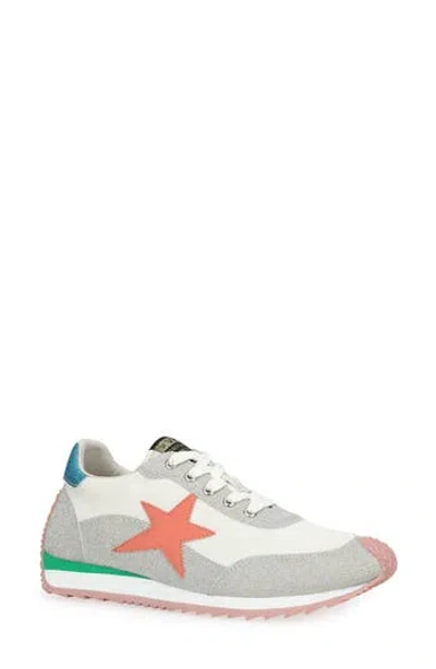 Vintage Havana Shooter Glitter Sneaker In Silver Glitter/peach Multi
