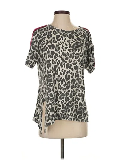 Pre-owned Vintage Havana Short Sleeve Top Gray Animal Print Pattern Keyhole Neckline Tops