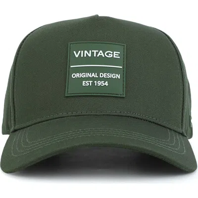 Vintage Havana Silicone Patch Baseball Cap In Green/ Off White