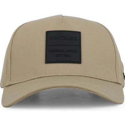 Vintage Havana Silicone Patch Baseball Cap In Khaki/ Black
