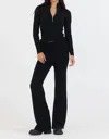 Vintage Havana Slim Fit Knit Fold Over Flare Pant In Black In Black