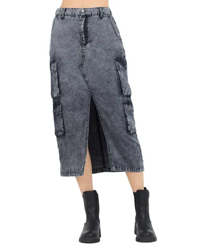 Vintage Havana Split Front Midi Skirt In Black