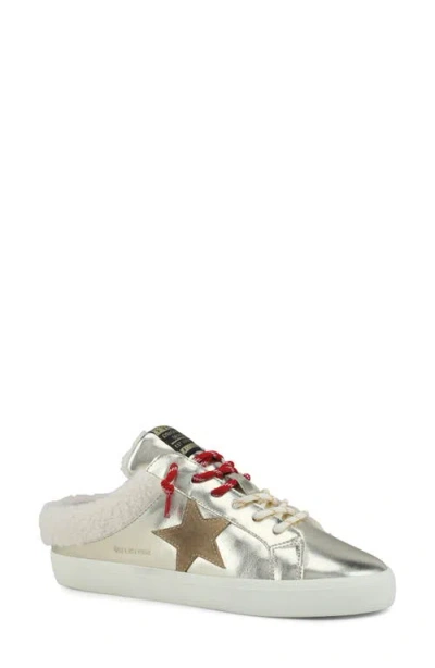 Vintage Havana Star Faux Fur Lined Sneaker Mule In Washed Gold