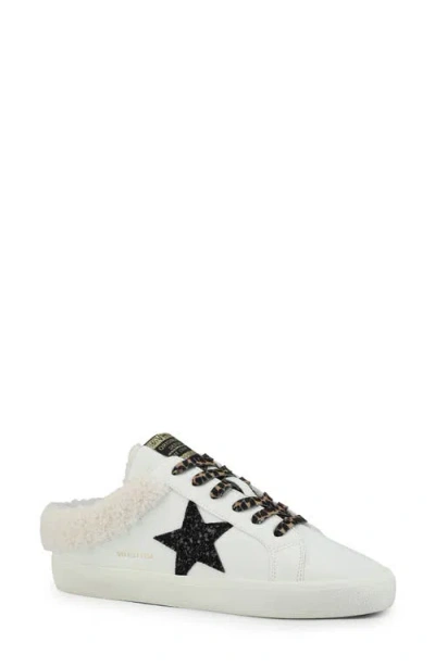 Vintage Havana Star Faux Fur Lined Sneaker Mule In White