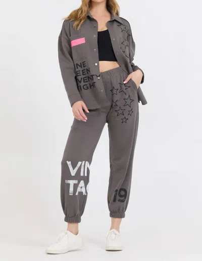 Vintage Havana Star Shacket In Grey In Storm