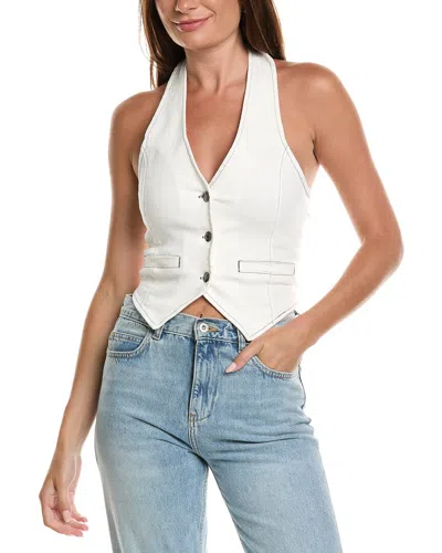 Vintage Havana Stretch Denim Halter Vest In White
