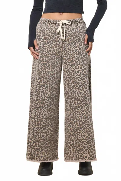 Vintage Havana Stretch Denim Wide Leg Pants In Leopard In Animal Print