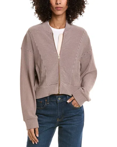 Vintage Havana Stripe Cord Fleece Jacket In Brown