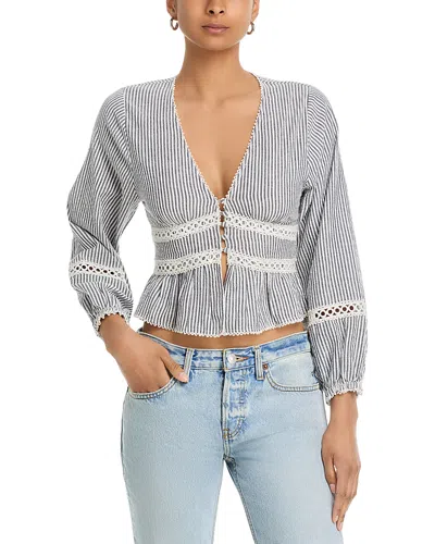 Vintage Havana Stripe Long Sleeve Blouse In Blue