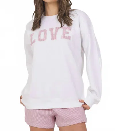 Vintage Havana Stripe Love Crew In White