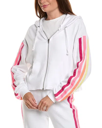 Vintage Havana Stripe Twill Tape Fleece Jacket In White
