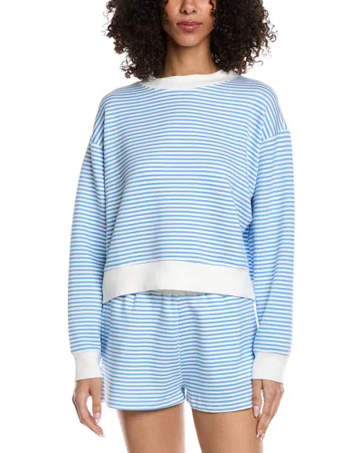 Vintage Havana Striped Cloud Fleece Mock Neck Top In Blue