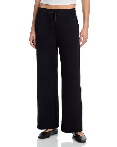 Vintage Havana Striped Cloud Fleece Wide Leg Pants In Black