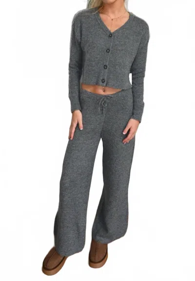 Vintage Havana Sweater Terry Wide Leg Pants In Heather Grey In Gray