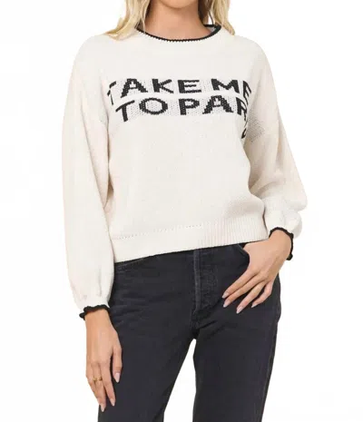 Vintage Havana Take Me To Paris Sweater In Ivory With Black In White