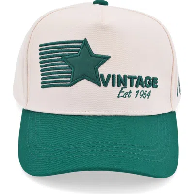 Vintage Havana Two Tone Vintage Star Baseball Cap In Bone/ Green