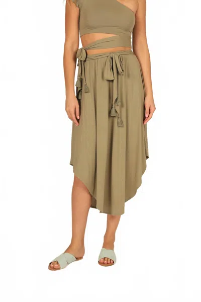 Vintage Havana U Hem Slight A Line Midi Skirt In Green