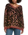 Vintage Havana V-neck Jacquard Sweater In Brown