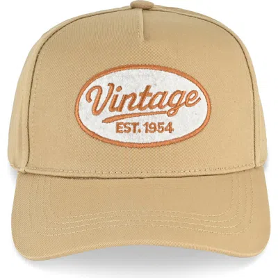 Vintage Havana Vintage Embroidered Patch Baseball Cap In Khaki/ White/ Burnt Orange