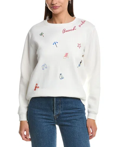 Vintage Havana Vintage Fleece All Over Embroidered Crewneck Sweatshirt In White