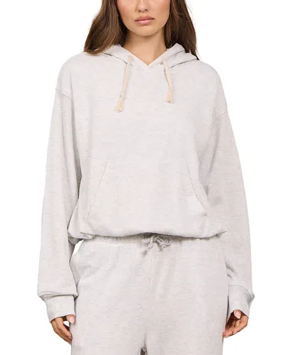 Vintage Havana Vintage Grey Butter Fleece Bubble Hem Hoodie In White
