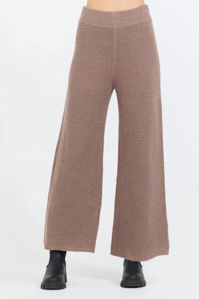 Vintage Havana Waffle Knit Flared Pant In Heather Brown