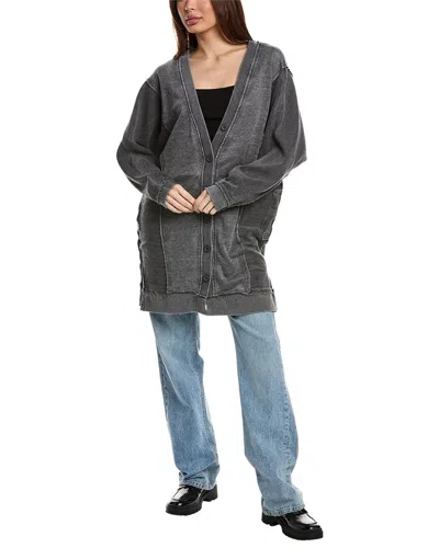 Vintage Havana Washed Corded Terry Long Cardigan In Multi