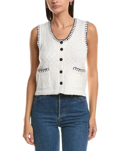 Vintage Havana Whipstitch Knit Vest In White