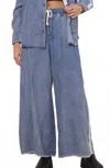 Vintage Havana Wide-leg Drawstring Pants In Washed Denim In Blue