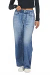 Vintage Havana Wide Leg Fleece Jeans In Denim In Blue