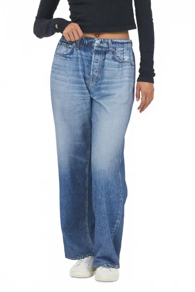 Vintage Havana Wide Leg Fleece Jeans In Denim In Blue