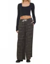Vintage Havana Tencel Wide Leg Pant In Camo In Blue