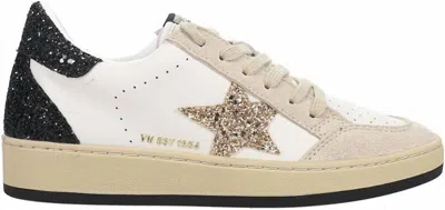 VINTAGE HAVANA WOMEN'S DENISSE GLITTER SNEAKERS IN BLACK GOLD