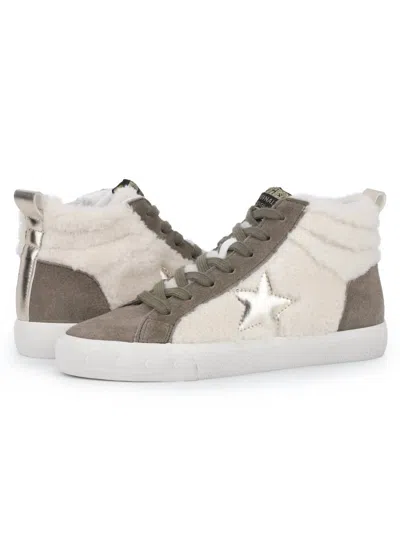 Vintage Havana Women's Fur Trim Hightop Sneaker In Olive In Multi