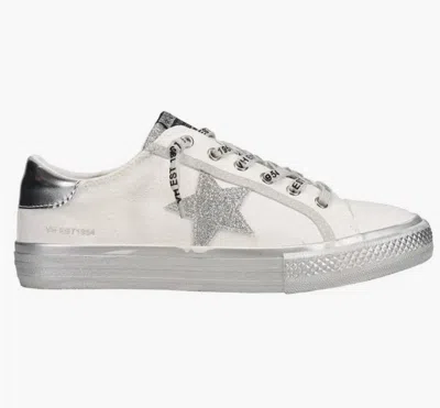 Vintage Havana Women's Glitter Stripe Platform Sneaker In Silver/white/black