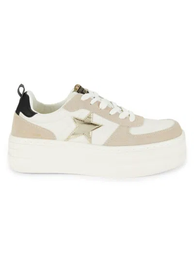 Vintage Havana Women's Kayla Metallic-print Calf Hair Sneakers In White Grey