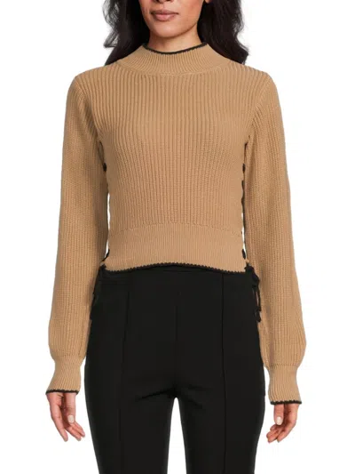 Vintage Havana Women's Mock Turtleneck Cable-knit Sweater In Neutral