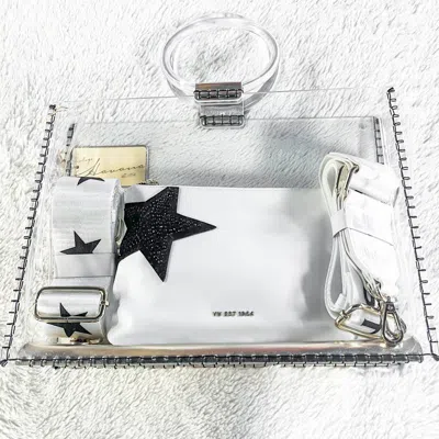 Vintage Havana Women's Molly Black Star Clutch In White/ Transparent In Multi
