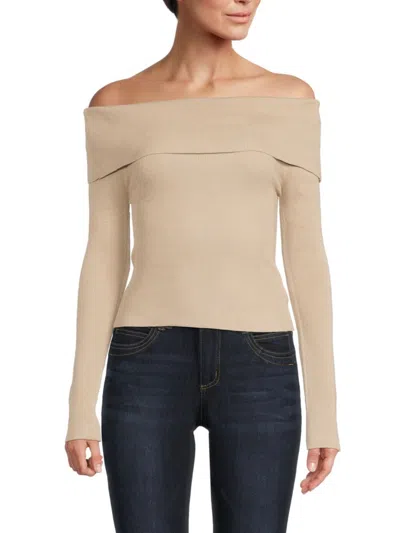 Vintage Havana Women's Ribbed Bardot Top In Heather Oat