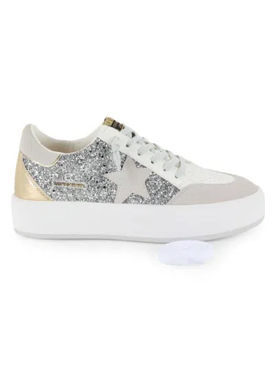 Vintage Havana Women's Sandy Leather & Faux Leather Embroidered Sneakers In Silver