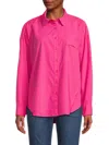 Vintage Havana Women's Solid Cotton Shirt In Hot Pink
