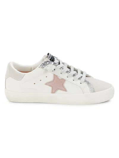 Vintage Havana Women's Star Studded Calf Hair Lined Leather Sneakers In Blush Silver