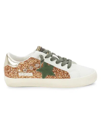 Vintage Havana Women's Star Studded Calf Hair Lined Leather Sneakers In Gold Multi