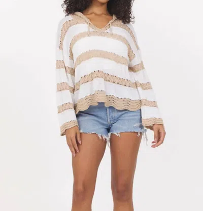 Vintage Havana Women's Stripe Hooded Sweater In Ivory Beige Stripes In White