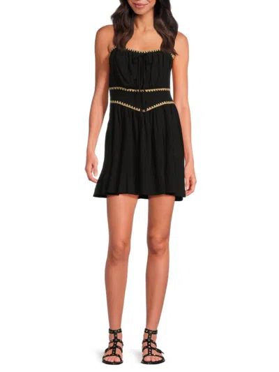 Vintage Havana Women's Whipstitched Tiered Minidress In Black