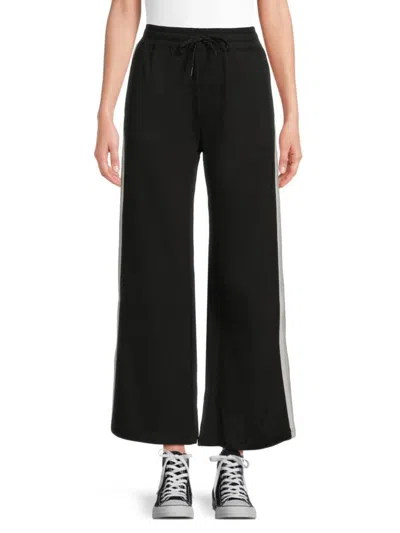 Vintage Havana Women's Wide-leg Drawstring Knit Pants In Black