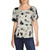 Vintage Havana Womens Tie Front Tie-dye Top In Black