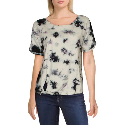 Vintage Havana Womens Tie Front Tie-dye Top In Black