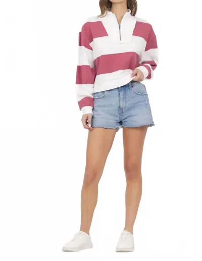 Vintage Havana Wonder Of Stripes Sweatshirt In Rose & White In Multi