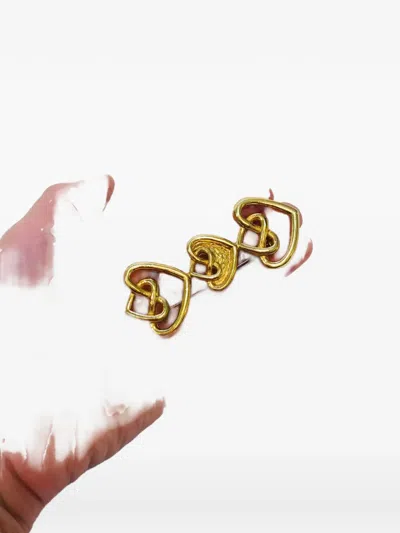 Pre-owned Vintage Hearts Brooch In Gold